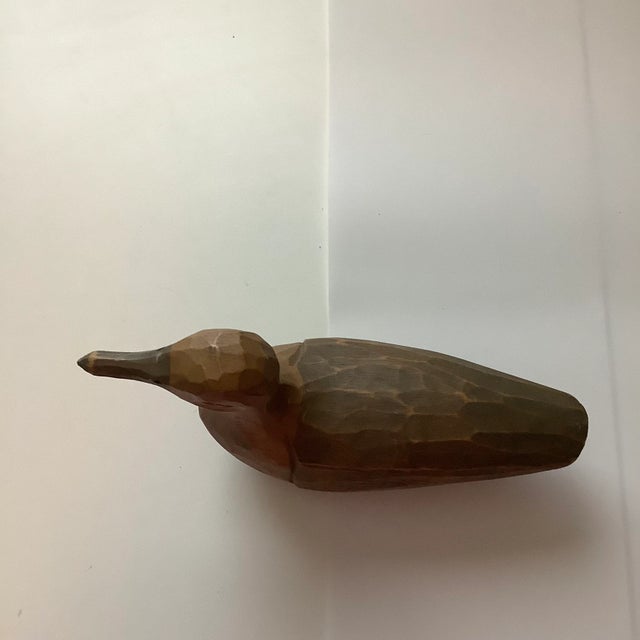 Vintage Late 20th Century Rustic Wood Carved Light & Dark Seagulls Figurines - a Pair For Sale - Image 4 of 13