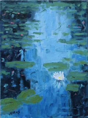 Water Lily Flower (Modern Impressionist Oil Painting)