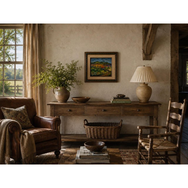 Beautiful 2010 Impressionist landscape oil on canvas by Virginia Morrisson, titled “Spring at the Farm.” This vibrant...