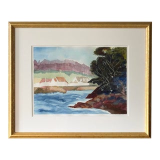 Framed Original Landscape Watercolor Painting For Sale