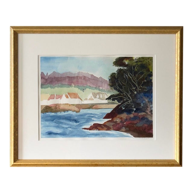 Framed Original Landscape Watercolor Painting For Sale