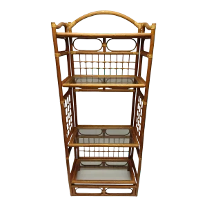 1980s Vintage 4 Tier Bamboo Shelving Unit