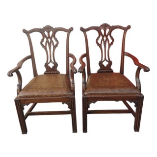 1990s Maitland Smith Chippendale-Style Armchairs Offering a Blend of Luxurious Design and Historical Charm For Sale
