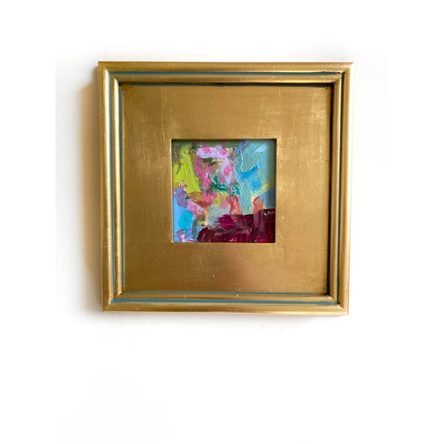 Abstract "Pink Petals" Pair of Framed Mini Paintings by Jessalin Beuter For Sale - Image 3 of 5