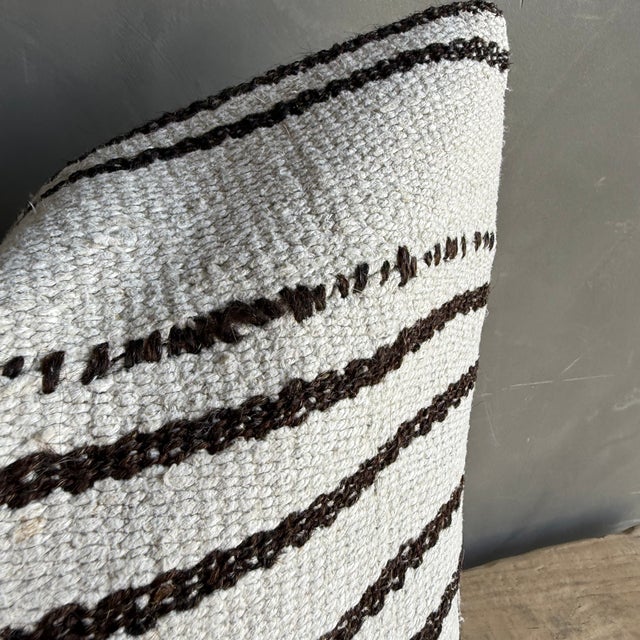 Vintage Rug Pillow Cover With Stripes For Sale - Image 4 of 7