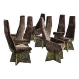 8 Restored Adrian Pearsall Craft Associates Bronze Brown and Black Brutalist Dining Chairs For Sale