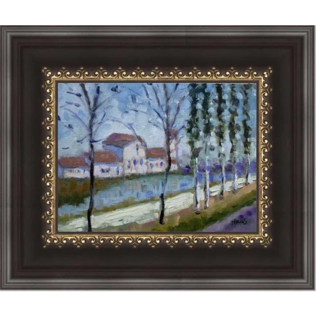 2020s Along the Canal, Modern Impressionist Landscape Oil Painting For Sale - Image 5 of 7