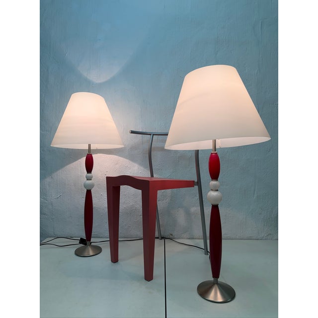 Two large table lamps from the 1980s/90s with dimmer, single-bulb, E27 socket, by the Italian brand Antonangeli,...