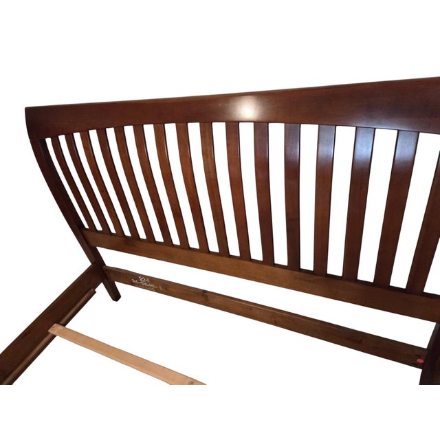 1990s Ethan Allen American Impressions Queen Sleigh Bed Mission Arts Crafts Headboard For Sale - Image 11 of 13