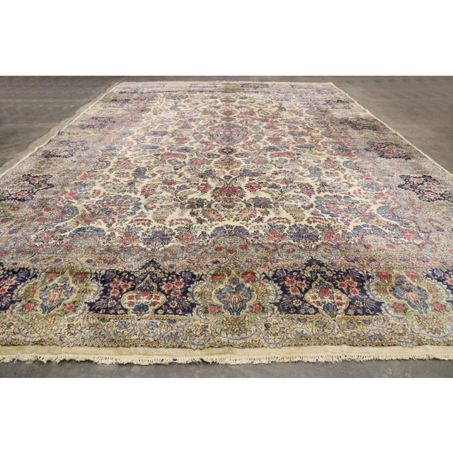 Textile Vintage Persian Kerman Palace Rug, 11'09 X 17'08 For Sale - Image 7 of 9