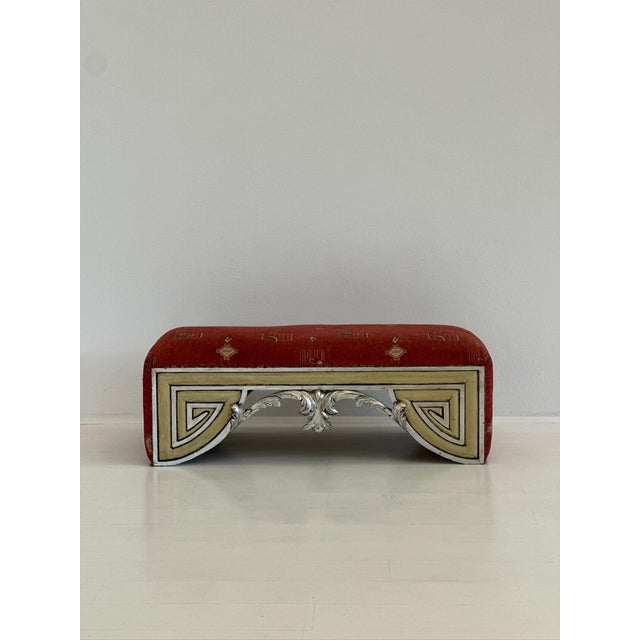 Eclectic Bench in Wood and Fabric, 1980s, in Flawless conditions. Designed 1980 to 1989