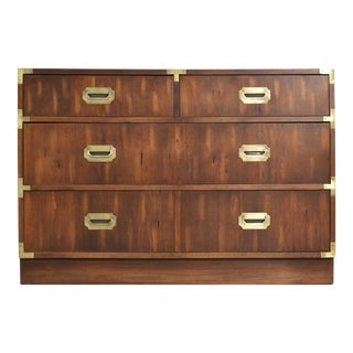 Mid Century Campaign 4 Drawer Dresser by Kroehler For Sale
