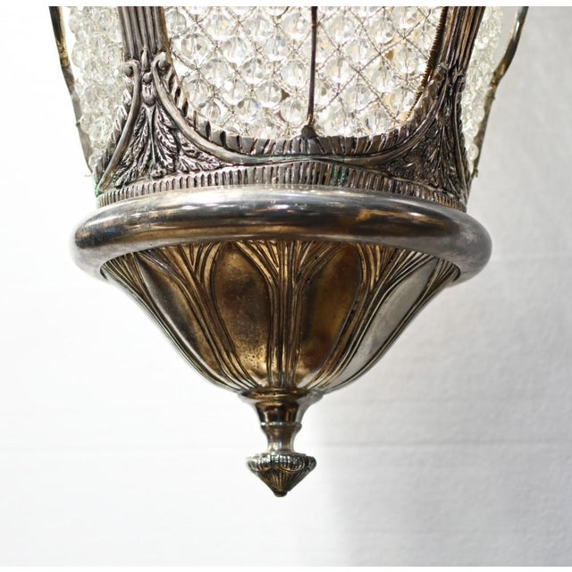 Victorian Silver Plate Lantern in Crystal Glass For Sale - Image 6 of 7