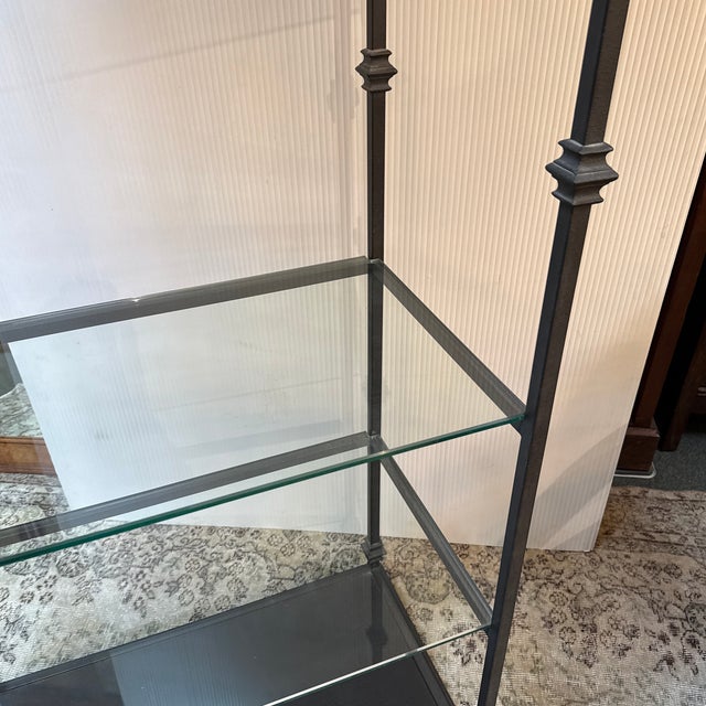 Late 20th Century Towering Metal + Glass Etagere For Sale - Image 5 of 12