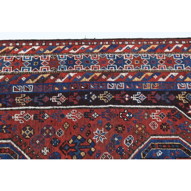 Antique Tribal Persian Rug With Geometric Medallions – Early 20th Century -5' 7'' X 6' 7'' For Sale - Image 11 of 15