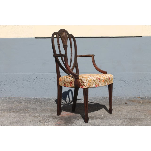 1950s Sheraton Style Heavily Carved Mahogany Armchair For Sale - Image 5 of 13
