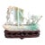 Antique Chinese Qing Heavy Jadeite Jade Boat Smooth Sailing Figurines W/ Stand For Sale