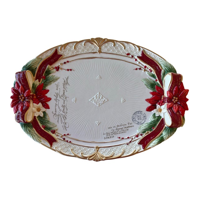 Vintage Fitz and Floyd Red Poinsettia Platter For Sale