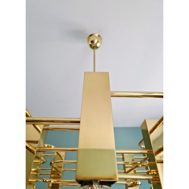 Metal Large Geometric Brass Chandelier by Gaetano Sciolari for Boulanger, 1970s For Sale - Image 7 of 18