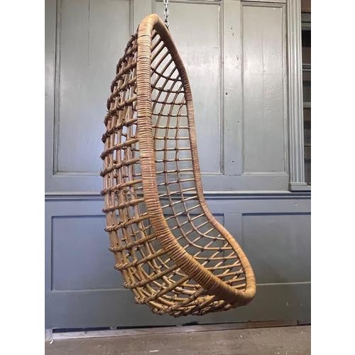 Mid-Century Hanging Bamboo and Rattan Egg Chair For Sale - Image 9 of 9