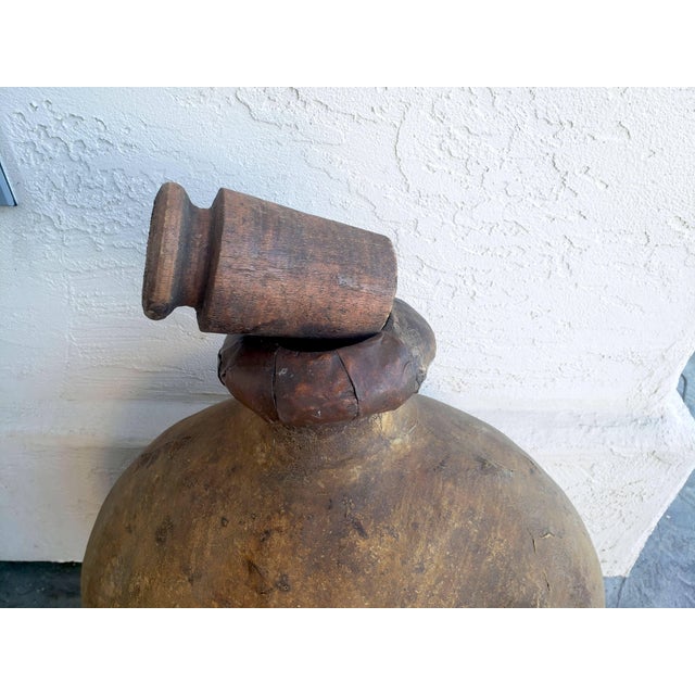 Tribal 1950s Large Tribal Leather Pot For Sale - Image 3 of 7