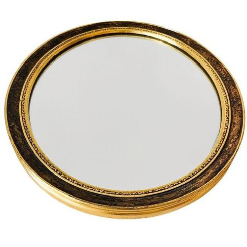 Vintage mid-century oval mirror in Hollywood Regency style with a gold and brown frame, made by the Dutch company...
