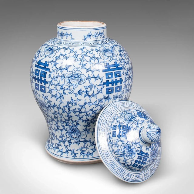 This is a vintage decorative flower vase. A Chinese, ceramic lidded urn, dating to the Art Deco period, circa 1930....