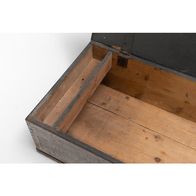 Wood Vintage Captains Trunk in Pine, 1936 For Sale - Image 7 of 9