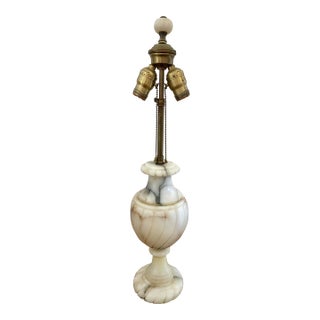 Vintage Marble Two Bulb Table Urn-Style Lamp With Carved Swirl Design For Sale