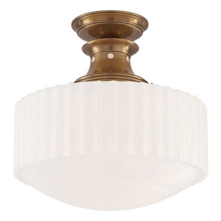 Visual Comfort Thomas O'Brien Tob 5150hab-Wg Milton Road Flush Mount Ceiling Light in Hand-Rubbed Antique Brass – 14" For Sale