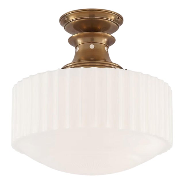 Visual Comfort Thomas O'Brien Tob 5150hab-Wg Milton Road Flush Mount Ceiling Light in Hand-Rubbed Antique Brass – 14" For Sale