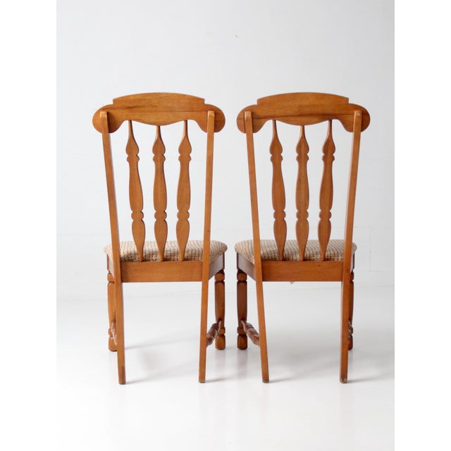 Mid-Century Singer Furniture Wood Dining Chairs With Upholstered Seats Pair For Sale - Image 9 of 15