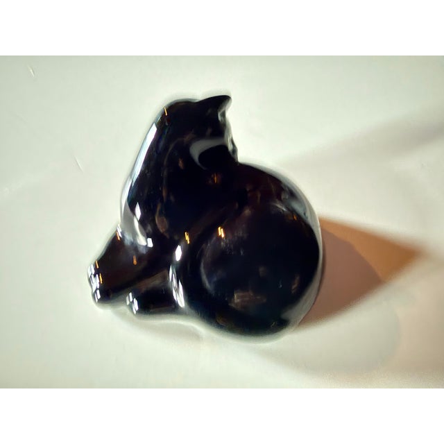 Glass Pair of Baccarat Black Crystal Panthers Figurines For Sale - Image 7 of 9