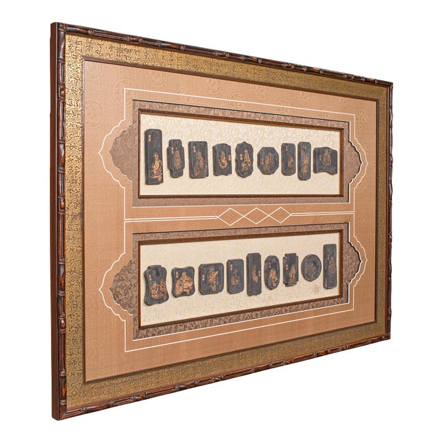 1900's Large Antique Ink Stone Display Set For Sale