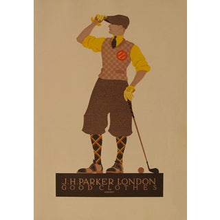 German Art Deco Poster, Man Golfing For Sale