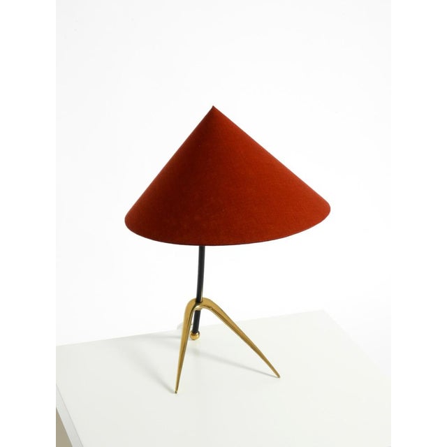 Black Large Mid-Century Modern Tripod Brass Table Lamp with Fabric Shade from Kalmar, 1950s For Sale - Image 8 of 18