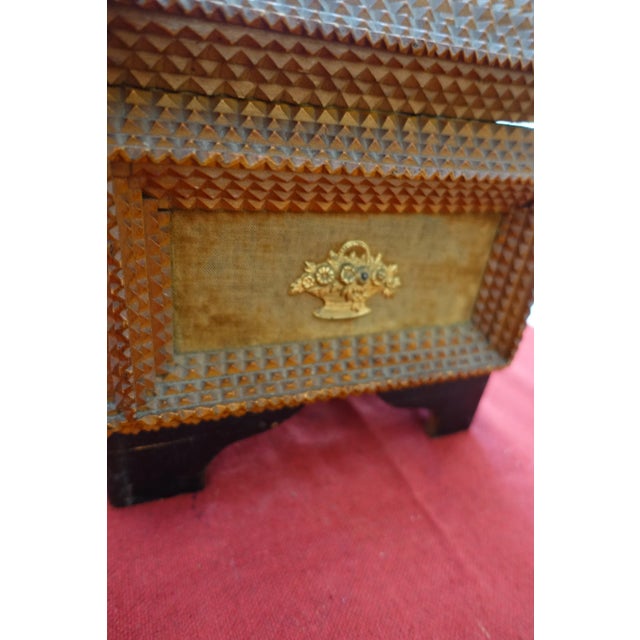 Beautiful craft or jewelry box made from recycled materials. A unique object, like all tramp art pieces, with a carefully...