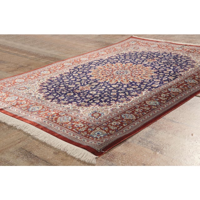 Navy Blue Vintage Persian Qum Rug, 03'04 X 04'10 For Sale - Image 8 of 10