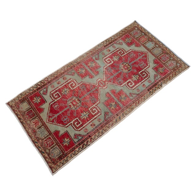 Textile 1970s Vintage Hand Knotted Small Rug Enrtway Mat, Kitchen Bathroom Decor 2x4 Ft Approx For Sale - Image 7 of 13