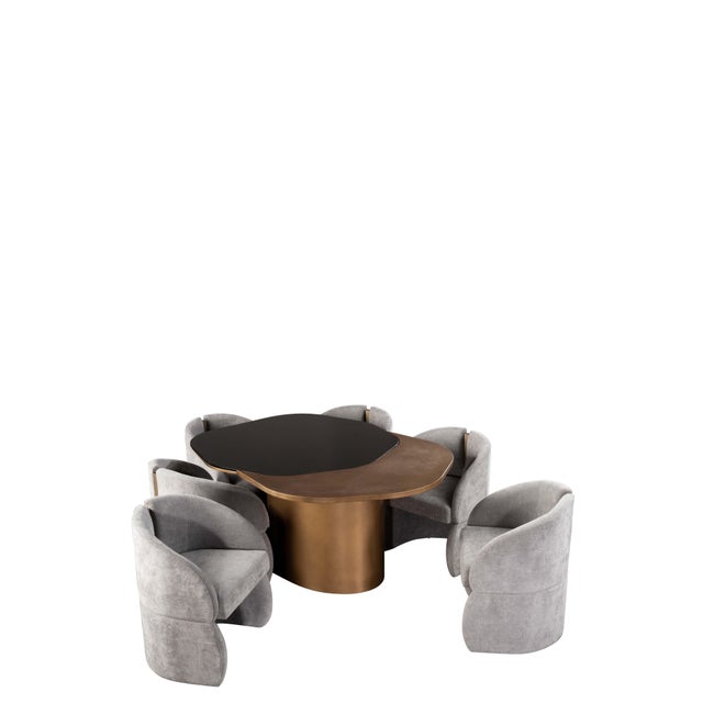 Modern 66 Inch Irregular Kaylee Dining Table Set with 6 Gray Chairs For Sale - Image 4 of 8