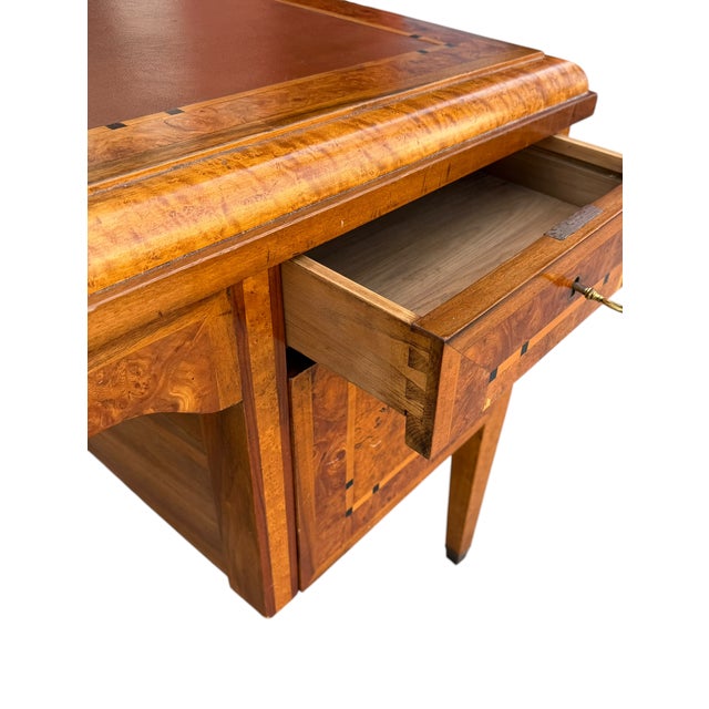 Antique Art Deco Burl Ash Writing Table Desk For Sale In Los Angeles - Image 6 of 6