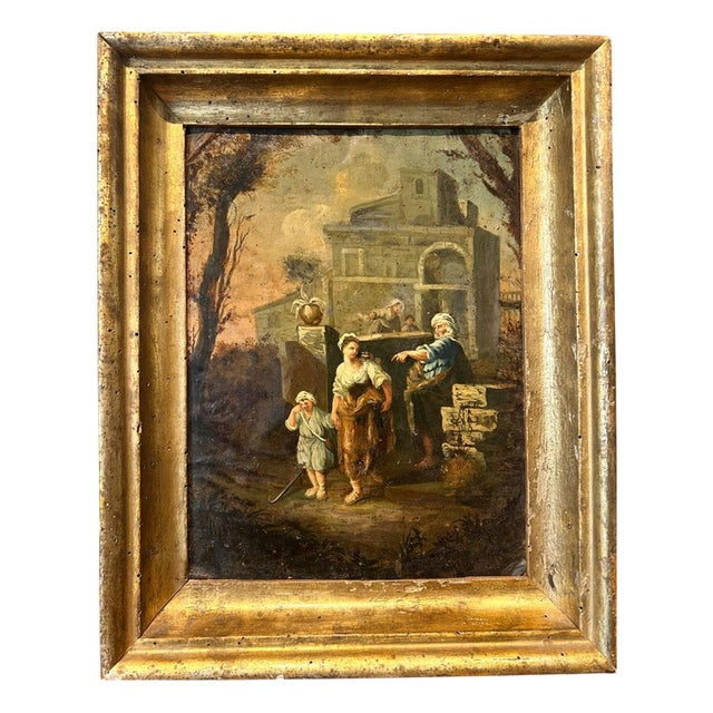 Hagar and Ishmael's Expulsion, Oil on Copper, Late 17th Century, Framed For Sale
