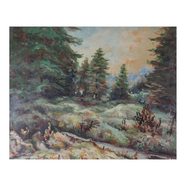 Vintage Mid 20th Century Russian School Forest Landscape Painting For Sale