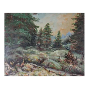Vintage Mid 20th Century Russian School Forest Landscape Painting