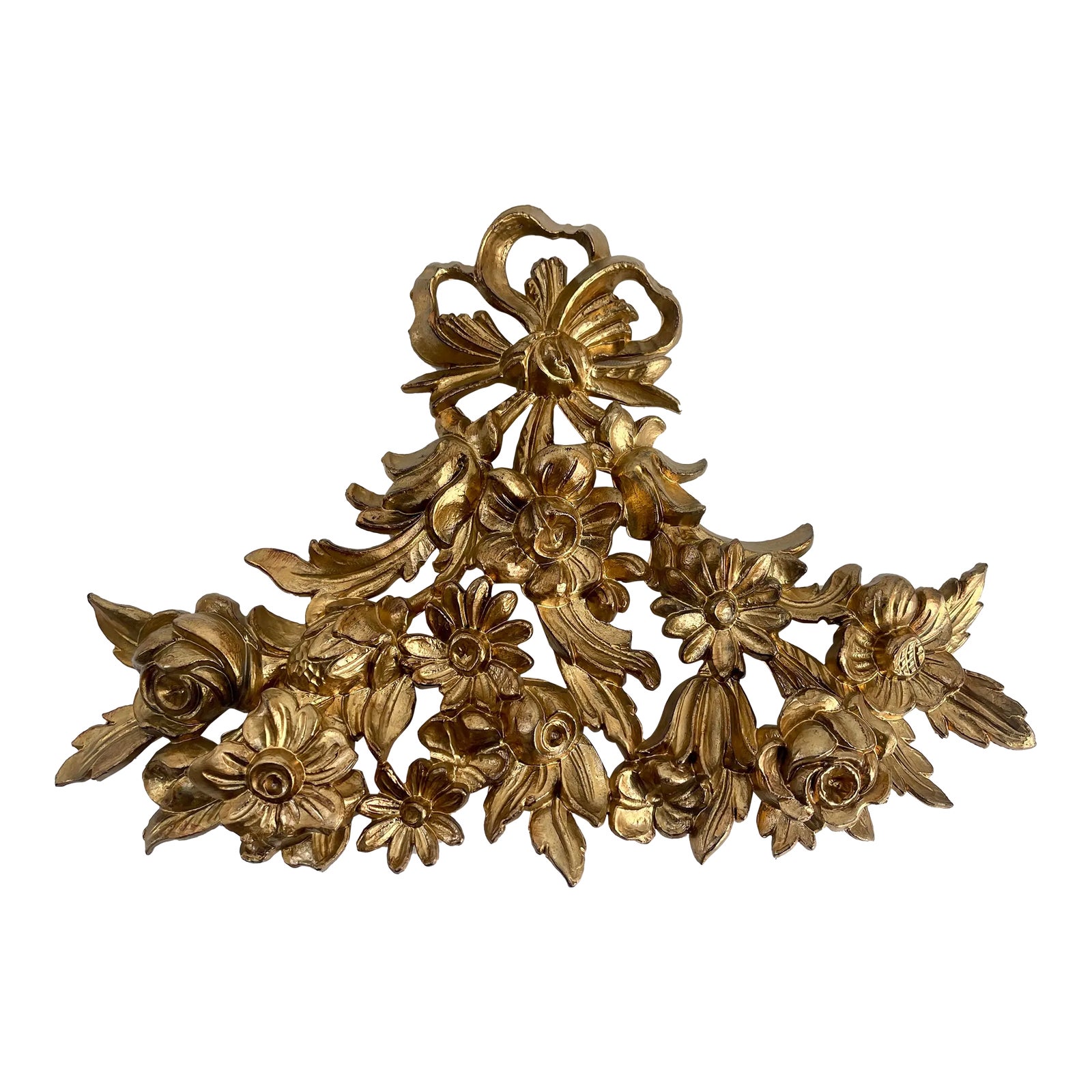 Vintage Rococo Italian Florentine Gold Gilt Floral Wall Decor | Chairish