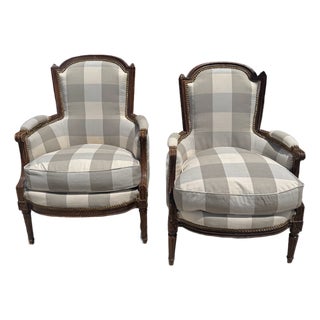19th Century Buffalo Check French Chairs For Sale