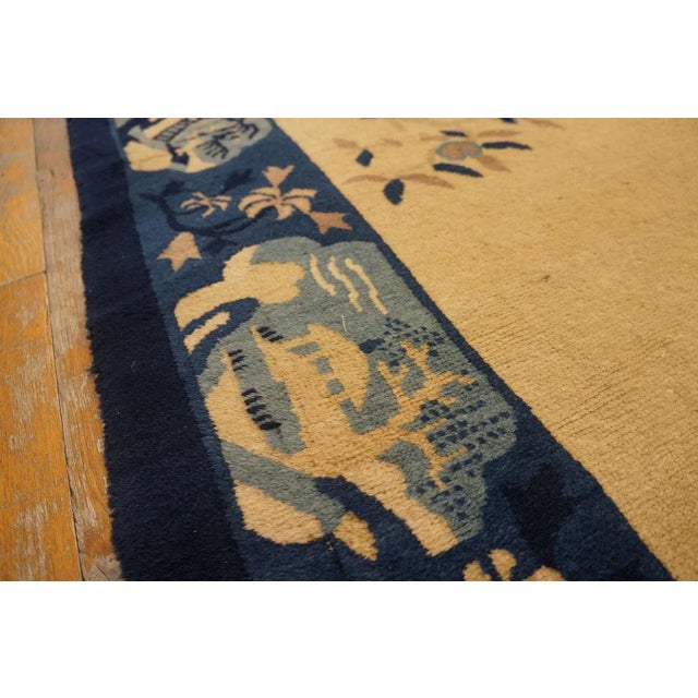 Textile 1920s Beige Open Field Traditional Antique Chinese Peking Carpet 5' X 7'10" Wool Knoted Rug For Sale - Image 7 of 9