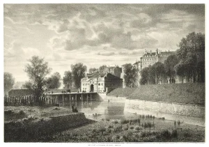 Interieur de Geneve. Porte Neuve - Lithograph by A. Fontanesi 1854