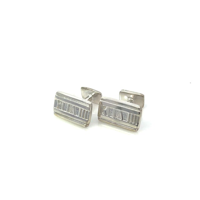 Traditional 1990s Pair of Tiffany & Co Estate "Atlas" Cufflinks Sterling Silver 9.43 Grams For Sale - Image 3 of 8