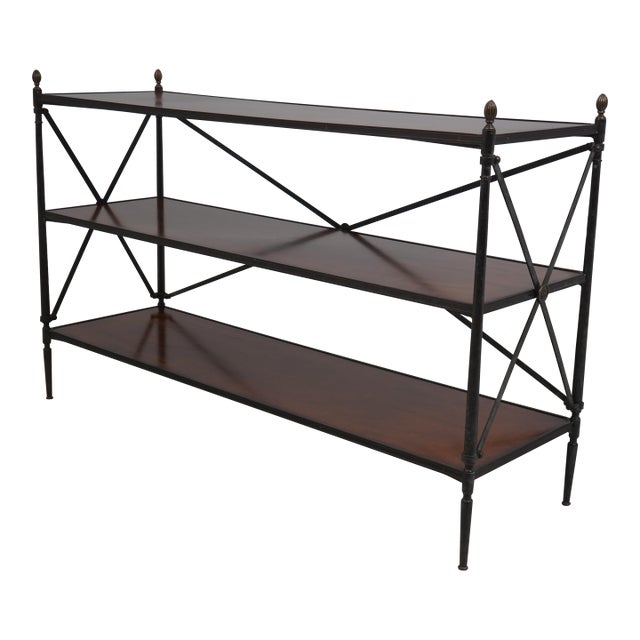 Theodore Alexander 3 Tier Wood & Metal Bookcase Console For Sale